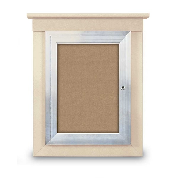 42"x32" 2-Door Enclosed Letterboard, Grey Felt/Walnut